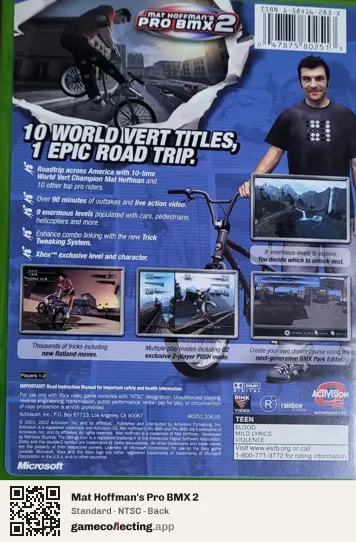 Mat Hoffman's Pro BMX 2 Xbox, NTSC box back