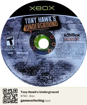 Tony Hawk's Underground Xbox, NTSC disc
