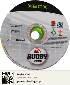 Rugby 2005 Xbox, PAL disc