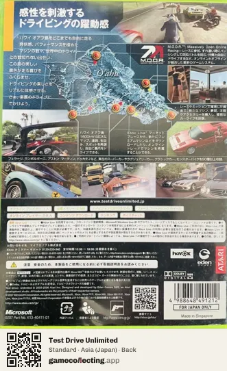 Test Drive Unlimited Xbox 360, Asia box back