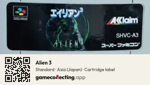 Alien 3 Super Nintendo Entertainment System, Asia cartridge label