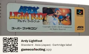 Ardy Lightfoot Super Nintendo Entertainment System, Asia cartridge label