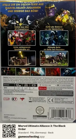 Marvel Ultimate Alliance 3: The Black Order Nintendo Switch, Germany box back