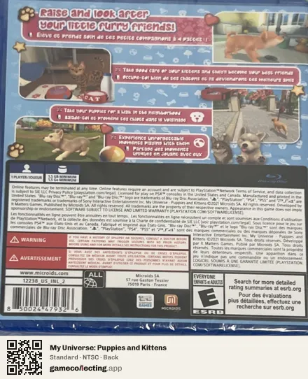 My Universe: Puppies and Kittens PlayStation 4, NTSC box back