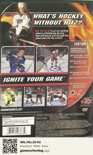 NHL Hitz 20-03 PlayStation 2, NTSC box back