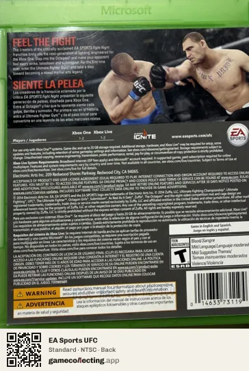 EA Sports UFC Xbox One, NTSC box back