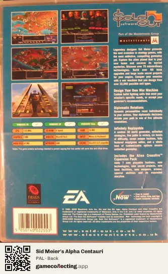 Sid Meier's Alpha Centauri Computer, PAL box back