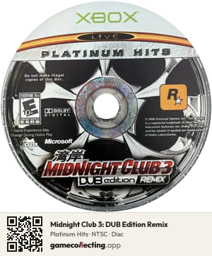 Midnight Club 3: DUB Edition Remix Xbox, NTSC disc