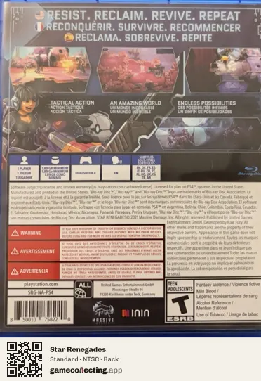 Star Renegades PlayStation 4, NTSC box back