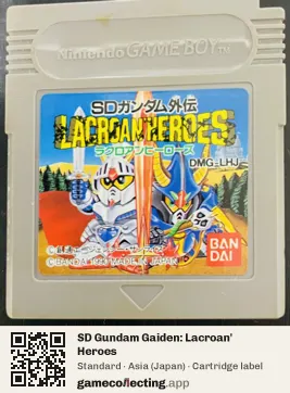 SD Gundam Gaiden: Lacroan' Heroes Game Boy, Asia cartridge label