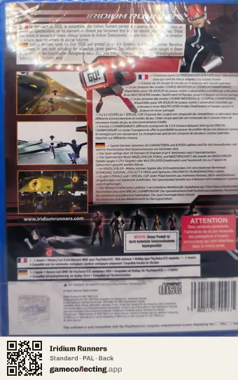 Iridium Runners PlayStation 2, PAL box back