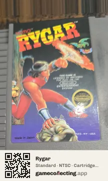Rygar Nintendo Entertainment System, NTSC cartridge label