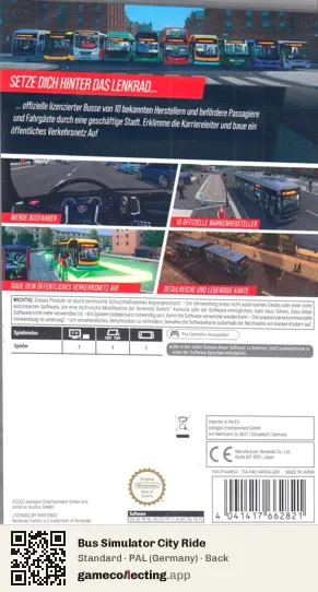 Bus Simulator City Ride Nintendo Switch, Germany box back