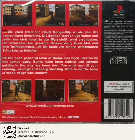 Wanted PlayStation, Germany box back