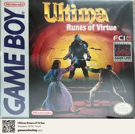 Ultima: Runes of Virtue Game Boy, NTSC box front
