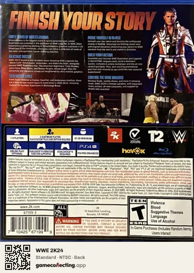 WWE 2K24 PlayStation 4, NTSC box back