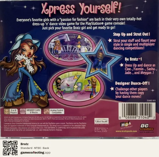 Bratz PlayStation, NTSC box back