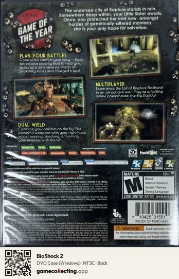 BioShock 2 Computer, NTSC box back