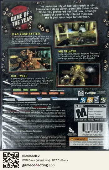 BioShock 2 Computer, NTSC box back