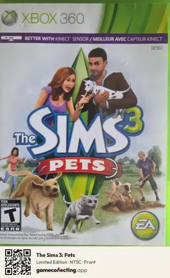 The Sims 3: Pets Xbox 360, NTSC box front