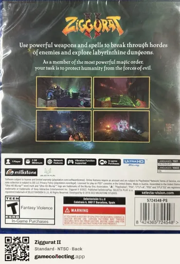 Ziggurat II PlayStation 5, NTSC box back