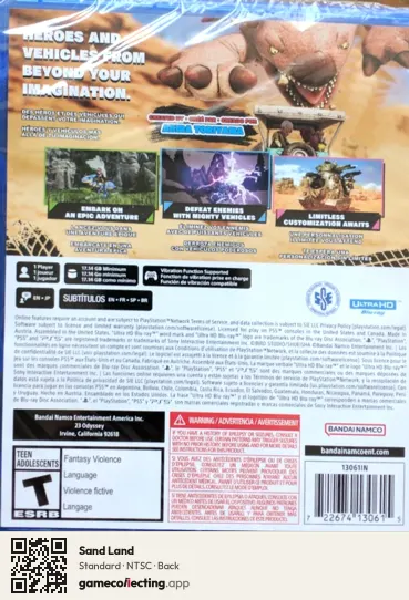 Sand Land PlayStation 5, NTSC box back