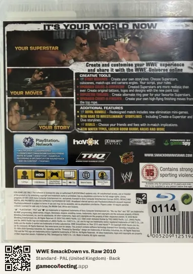 WWE SmackDown vs. Raw 2010 PlayStation 3, United Kingdom box back