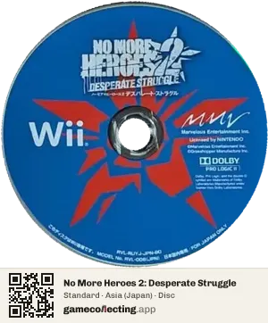 No More Heroes 2: Desperate Struggle Nintendo Wii, Asia disc