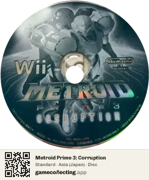 Metroid Prime 3: Corruption Nintendo Wii, Asia disc