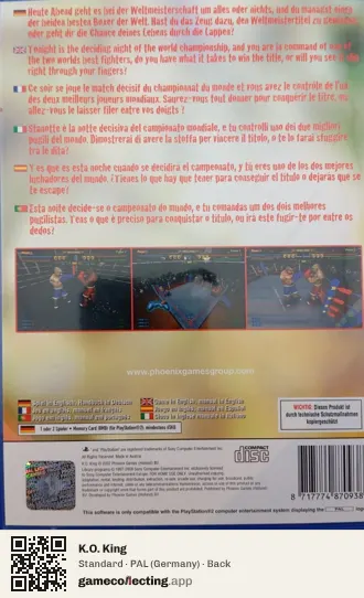 K.O. King PlayStation 2, Germany box back