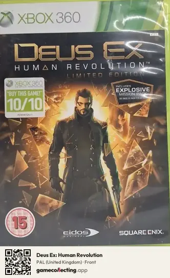 Deus Ex: Human Revolution Xbox 360, United Kingdom box front