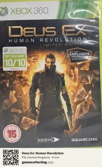 Deus Ex: Human Revolution Xbox 360, United Kingdom box front