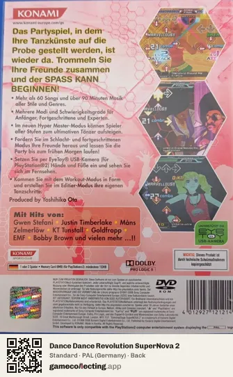 Dance Dance Revolution SuperNova 2 PlayStation 2, Germany box back