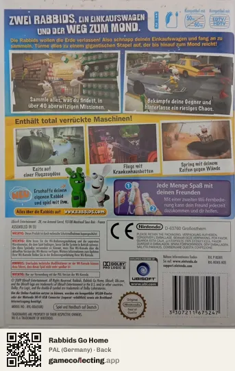 Rabbids Go Home Nintendo Wii, Germany box back