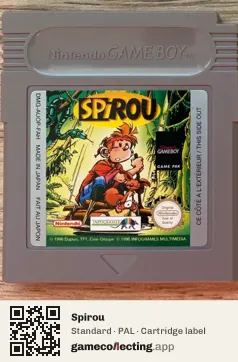 Spirou Game Boy, PAL cartridge label