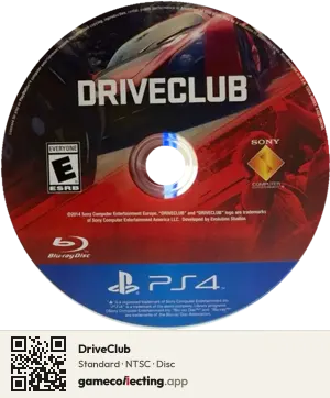 DriveClub PlayStation 4, NTSC disc