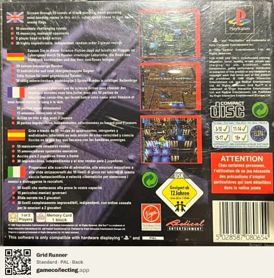 Grid Runner PlayStation, PAL box back