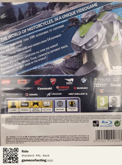 Ride PlayStation 3, PAL box back