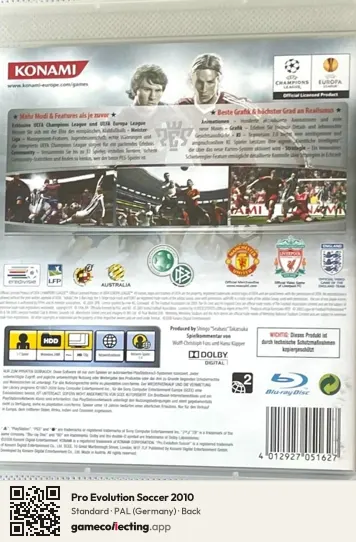Pro Evolution Soccer 2010 PlayStation 3, Germany box back