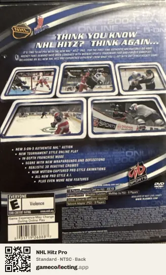 NHL Hitz Pro PlayStation 2, NTSC box back