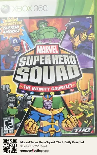 Marvel Super Hero Squad: The Infinity Gauntlet Xbox 360, NTSC box front