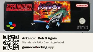Arkanoid: Doh It Again Super Nintendo Entertainment System, PAL cartridge label