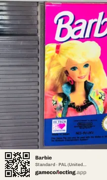 Barbie Nintendo Entertainment System, PAL cartridge label