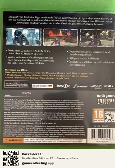 Darksiders II Xbox One, Germany box back