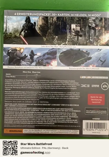 Star Wars Battlefront Xbox One, Germany box back