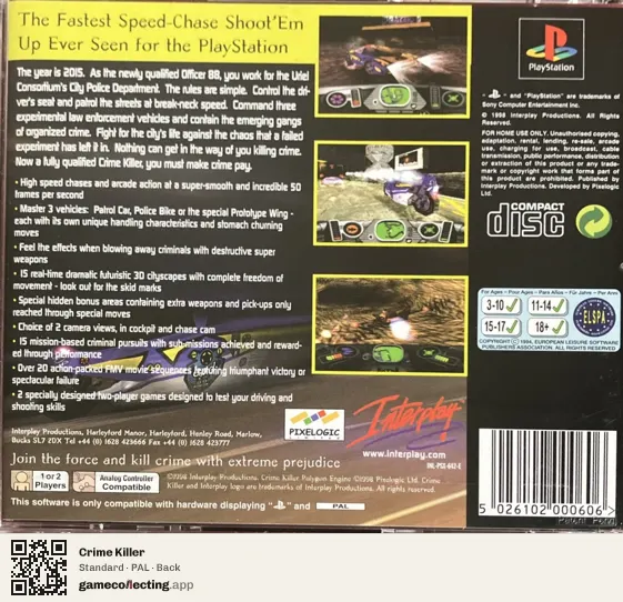 Crime Killer PlayStation, PAL box back