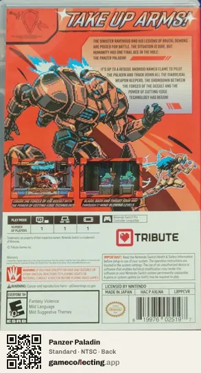 Panzer Paladin Nintendo Switch, NTSC box back