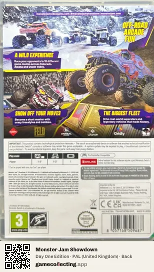 Monster Jam Showdown Nintendo Switch, United Kingdom box back