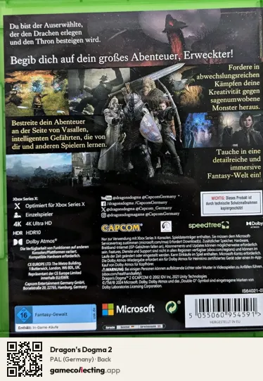 Dragon's Dogma 2 Xbox Series X, Germany box back