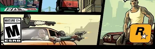 Grand Theft Auto: San Andreas, the ESRB box on its front